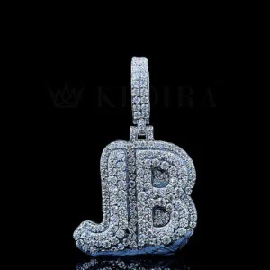 Moissanite Monogram Pendant - Silver, 19x21mm, VVS1