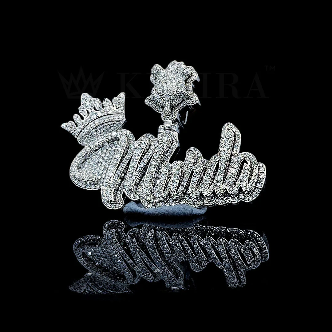 Moissanite Murda Crowned Legacy Pendant in silver with round-cut moissanite gems.