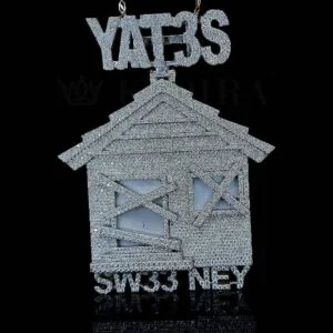 Yat3s House Legacy Pendant - 14K Gold, 42 Carats Moissanite