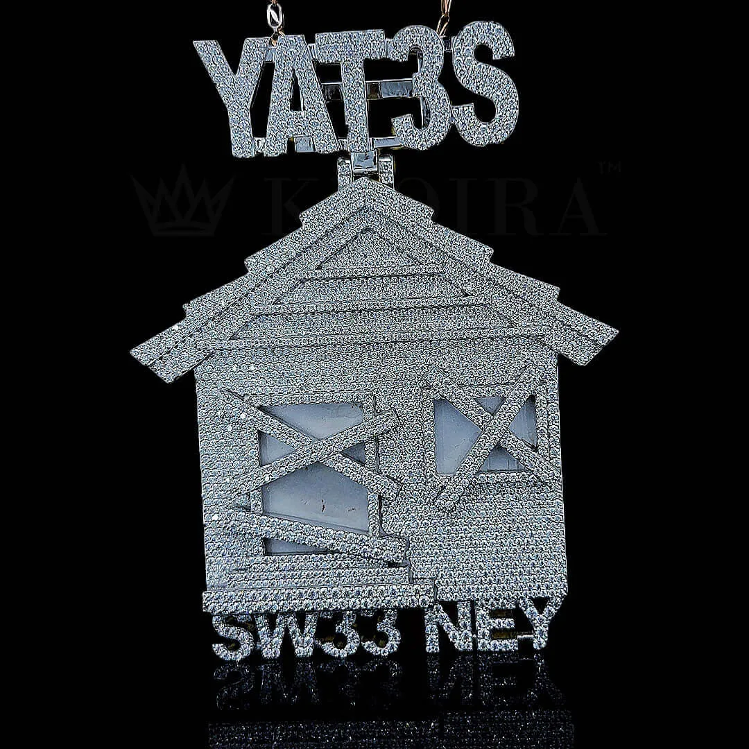 Yat3s House Legacy Pendant in premium silver with round-cut moissanite gems