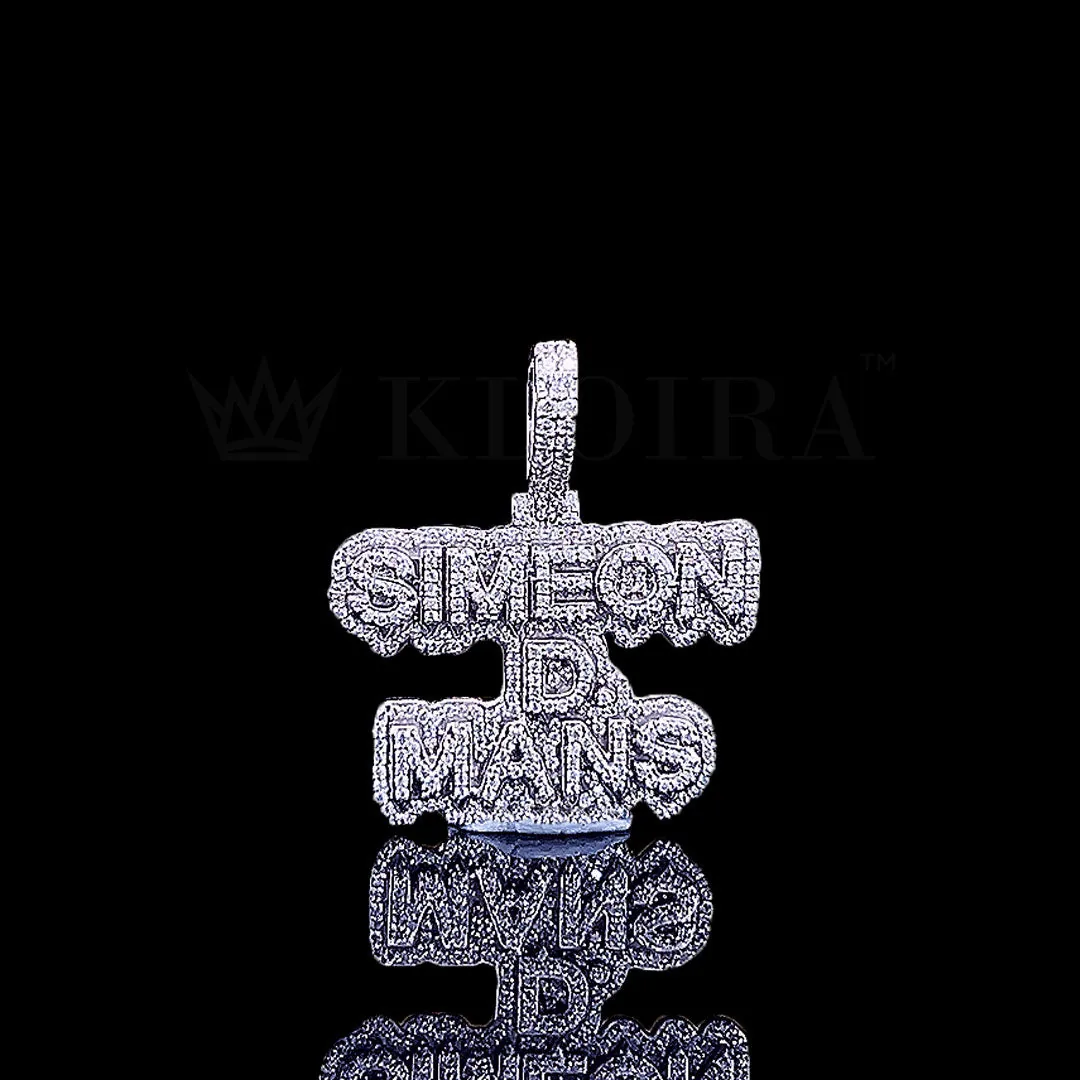 Simeon D-Mans Signature Pendant in Silver with Round Cut Moissanite