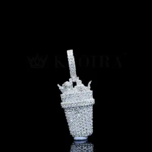 Moissanite Cup Pendant - Silver, 2 Carat Round Cut