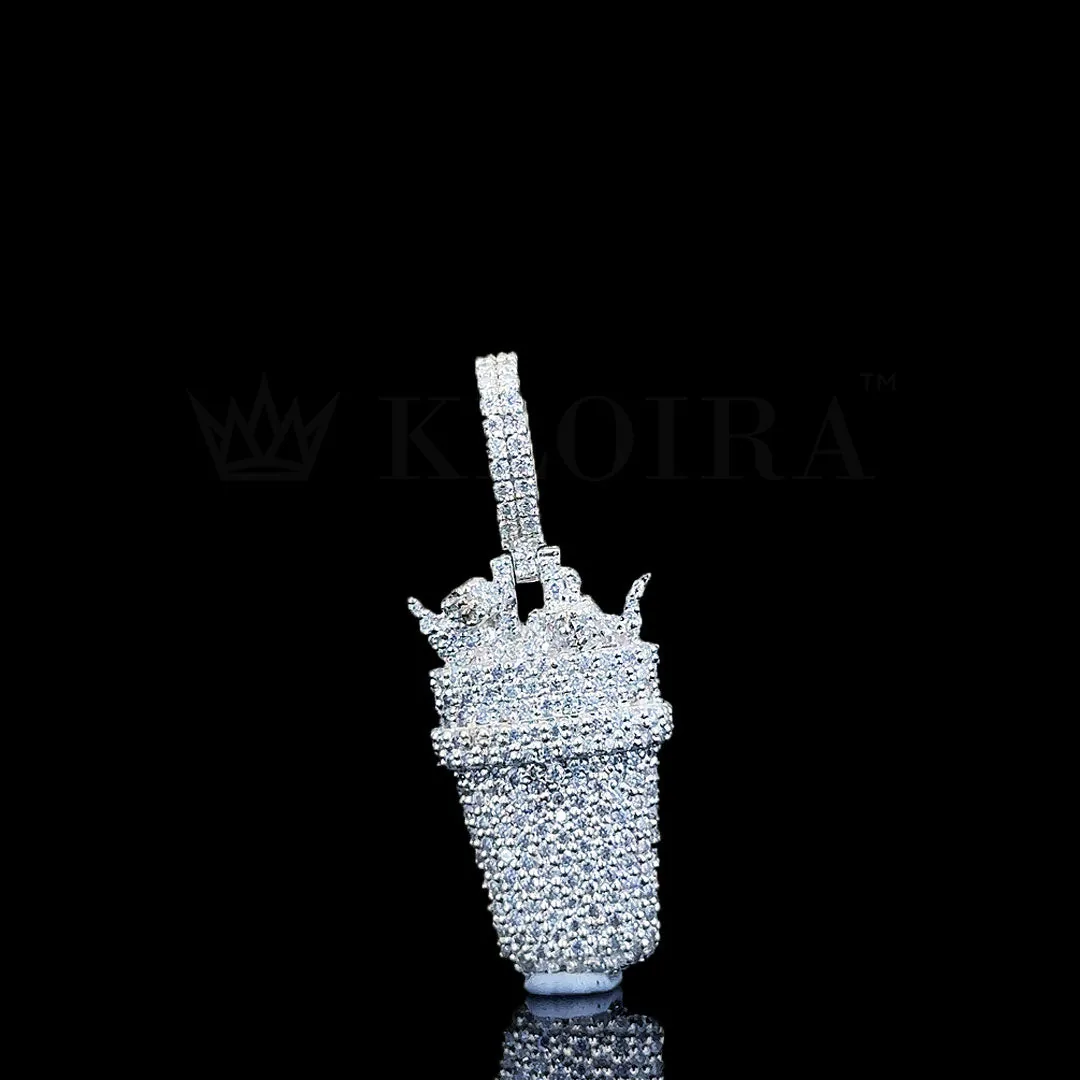 Moissanite Cup Pendant in Silver with Round Cut Stones