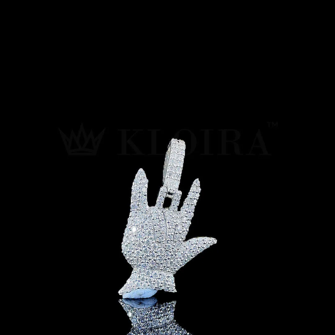Moissanite Sign of Swag Pendant in Silver with Round Cut Stones