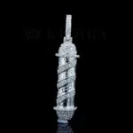 Moissanite Spiral Tower Pendant in Silver with round-cut gems