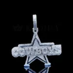 Star Studded Cowboy Pendant - Silver, 2 Carat Moissanite