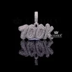Moissanite Hip Hop Shine Pendant in rose silver with round-cut gems, 2 carats total weight.