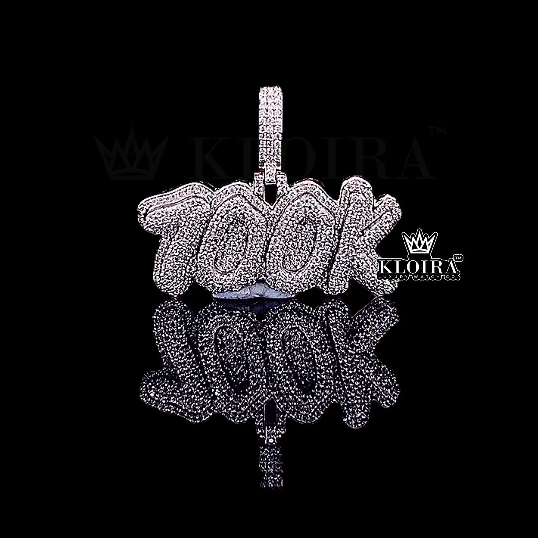 Moissanite Hip Hop Shine Pendant in rose silver with round-cut gems, 2 carats total weight.