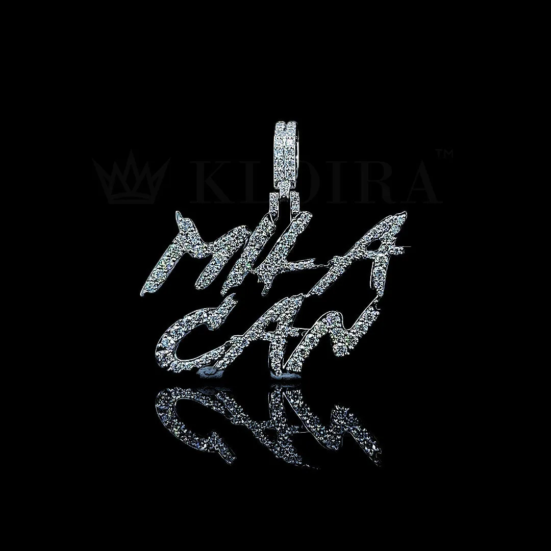 Mila Can Warrior Pendant in Silver with Round Cut Moissanite