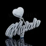 Mylah Heart Signature Pendant in Silver with Round Cut Moissanite Stones
