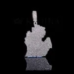 Moissanite Map Masterpiece Emblem Pendant - Silver, 10 Carat