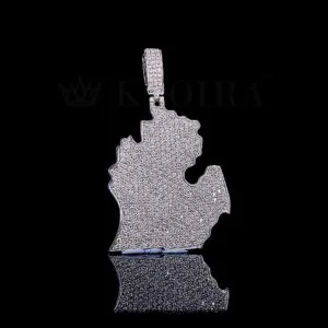 Moissanite Map Masterpiece Emblem Pendant - Silver, 10 Carat