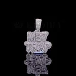 Moissanite Trap Star Medallion Pendant - Rose Silver, 21x26mm