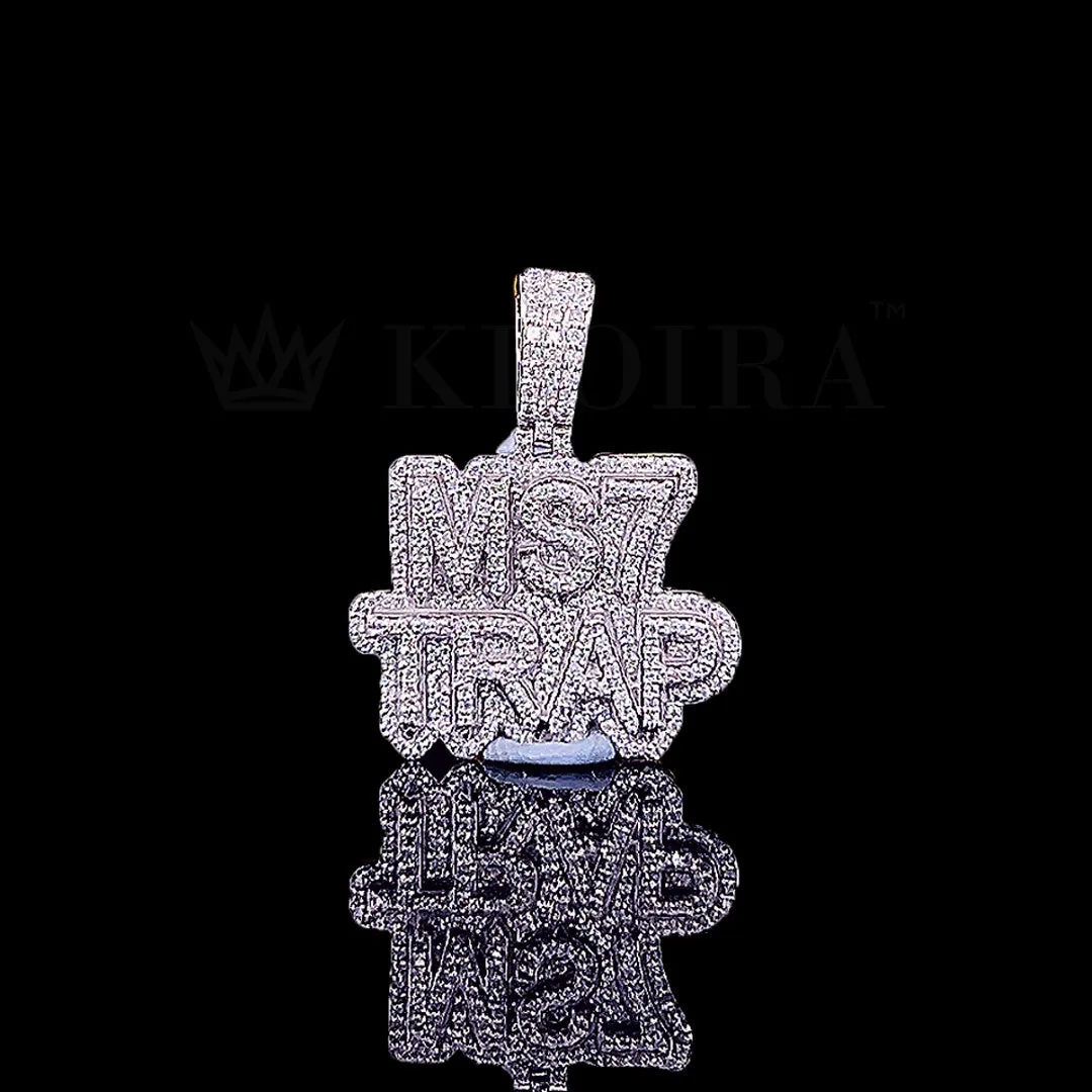 Moissanite Trap Star Medallion Pendant in rose silver with round-cut stones