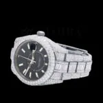Roles Sky Dweller Silver 42mm Diamond Studded Swiss Made Black Dial Watch - A F F D Eb C E F Fc