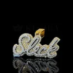 Sleck Statement Bling Pendant - Yellow Silver, 4 Carat Moissanite