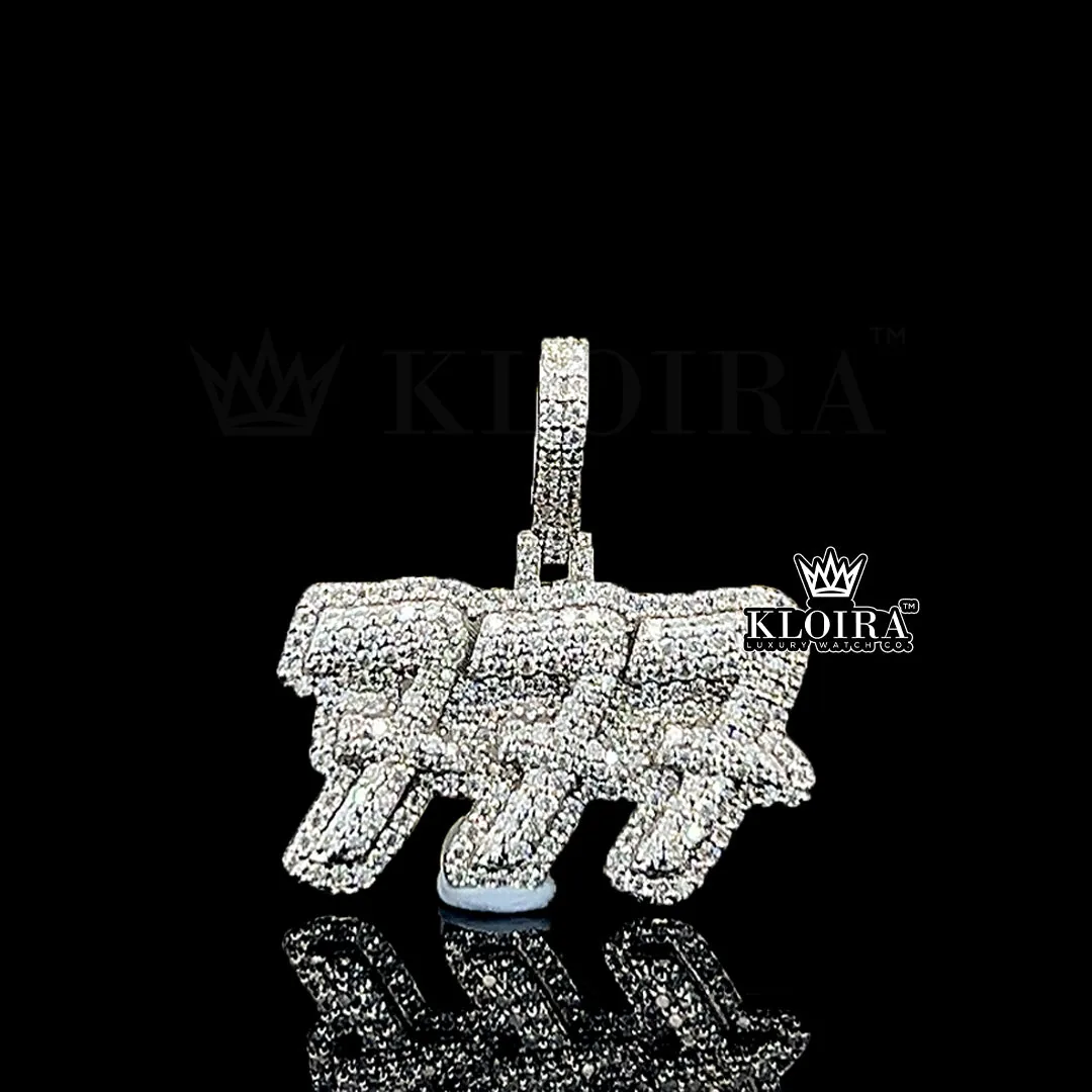 Moissanite 777 Dazzle Pendant in Yellow Silver with Round-Cut Gems