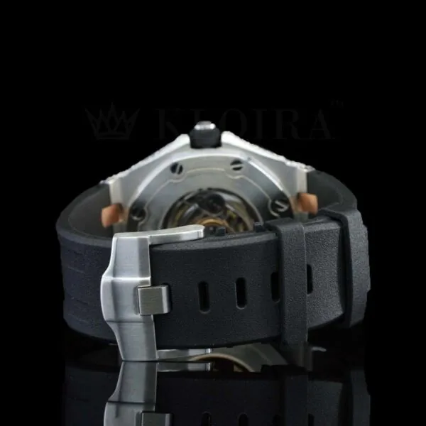 AP Black Dial Rubber Strap Semi Iced Out Natural Diamond Watch Caseback View