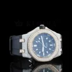 AP Black Dial Rubber Strap Semi Iced Out Natural Diamond Watch Right Profile View