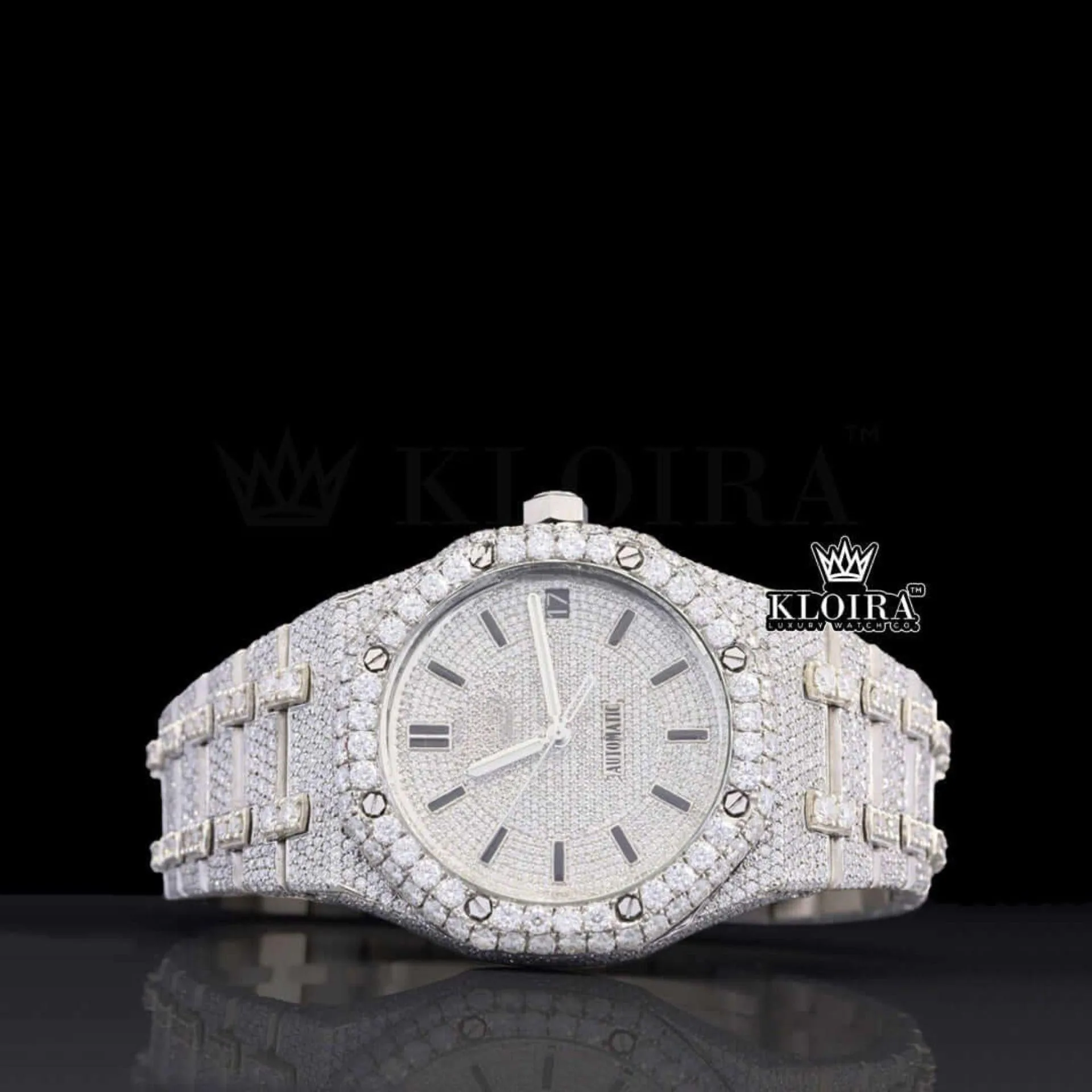 AP Royal Oak Iced-Out Lab Grown Diamond Watch with white gold and diamonds