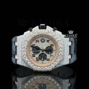 AP Chronograph Army Rubber Strap Moissanite Diamond Watch