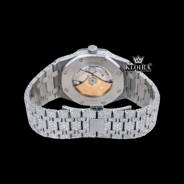AP Diamond Markers Fully Bust Down Moissanite Diamond Watch Caseback View