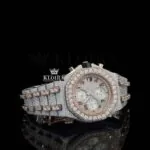 AP Fully Iced Out Two Tone Rose Gold Chrono Dial Moissanite Watch Right Side View