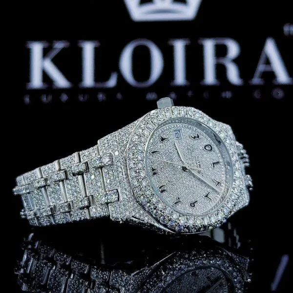 AP Iced Out Arabic Numerals Moissanite Diamond Watch Right Side View