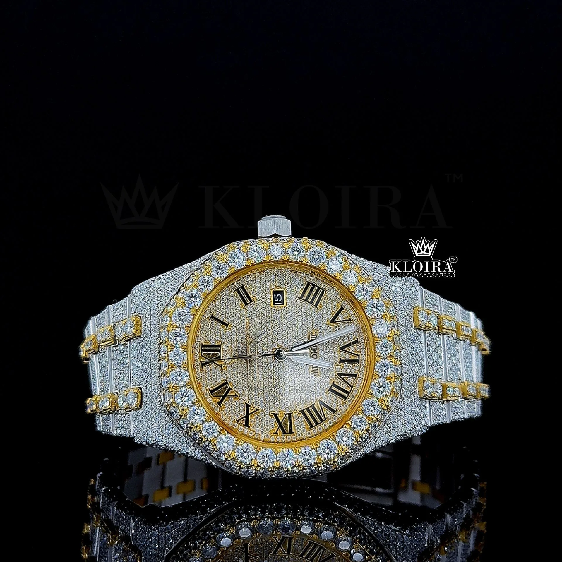 AP Moissanite Watch with Diamond Bezel and Iced-Out Bracelet
