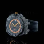 AP Royal Oak Offshore Silver 41mm Diamond Studded Swiss Made Black Textured dial Watch