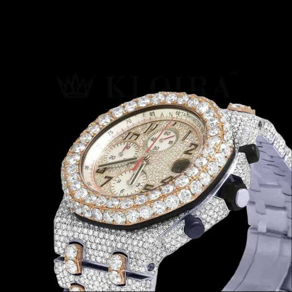 AP Royal Oak Offshore Yellow Silver 42mm Diamond Studded Swiss Made Chronograph Watch