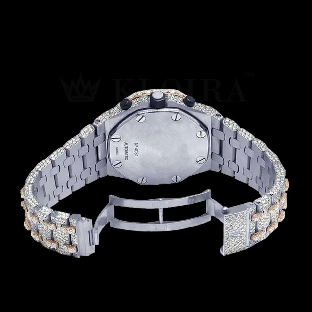 AP Royal Oak Offshore Yellow Silver 42mm Diamond Studded Swiss Made Chronograph Watch