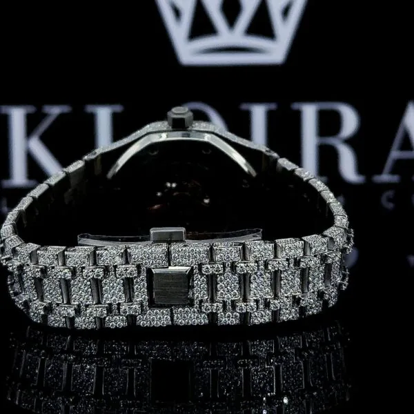 AP Skeleton Black Dial Full Iced Out Lab Grown Diamond Watch Caseback View
