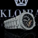 AP Skeleton Black Dial Full Iced Out Lab Grown Diamond Watch Right Profile View