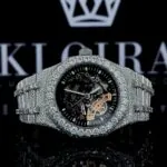 AP Royal Oak Black Skeleton Dial Iced Out Diamond Watch
