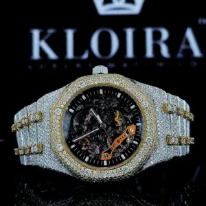 AP Skeleton Moissanite Watch - Royal Oak Style with Two-Tone Bracelet