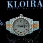 Roles Arabic Dial Moissanite Watch with Diamond Bezel