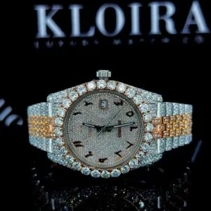 Roles Arabic Dial Moissanite Watch with Diamond Bezel