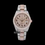 Roles Arabic Numerals Two Tone Rose Gold Moissanite Watch