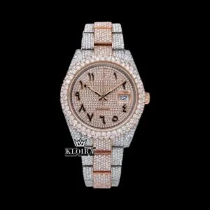 Roles Arabic Numerals Two Tone Rose Gold Moissanite Watch