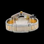 Arabic Numerals Two Tone Yellow Gold Dial Moissanite Diamond Watch Caseback View