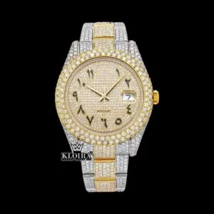 Roles Arabic Numerals Moissanite Diamond Watch - Two Tone Yellow Gold Dial