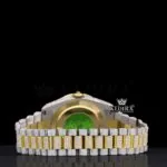 Arabic Numerals Yellow Dial Two Tone Full Iced Out Moissanite Watch Caseback View