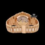 Baguette Bezel Brown Dial Chronograph Moissanite Diamond Watch Caseback View