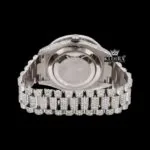 Baguette Bezel Diamond Markers Fully Iced Moissanite Diamond Watch Caseback View