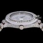Baguette Bezel Diamond Markers Fully Iced Moissanite Diamond Watch Crown View