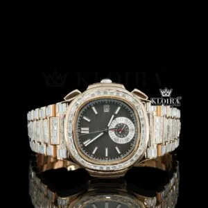 Patik Philippe Baguette Moissanite Diamond Watch - Black Dial