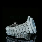 Baguette Diamond Markers White Dial Fully Iced Out AP Moissanite Watch Right Side View