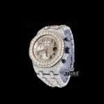 Beige Dial Bust Down AP Chronograph Moissanite Diamond Watch Close Up Front View
