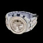 Beige Dial Bust Down AP Chronograph Moissanite Diamond Watch Left Profile View